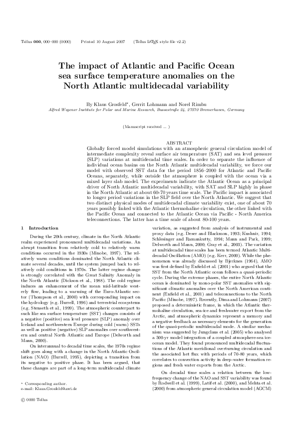 (PDF) The impact of Atlantic and Pacific Ocean sea surface temperature ...