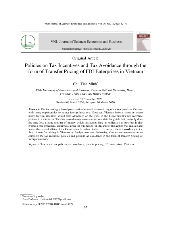 (PDF) Policies on Tax Incentives and Tax Avoidance through the form of ...