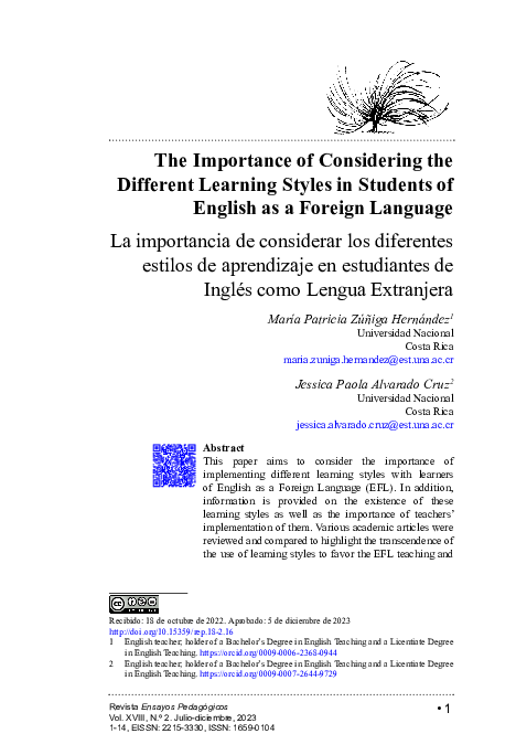 (PDF) The Importance of Considering the Different Learning Styles in ...