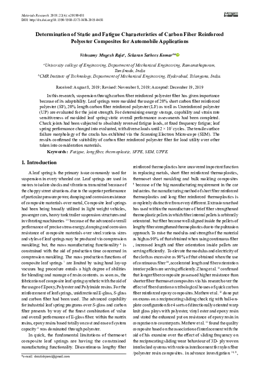 (PDF) Determination of Static and Fatigue Characteristics of Carbon ...