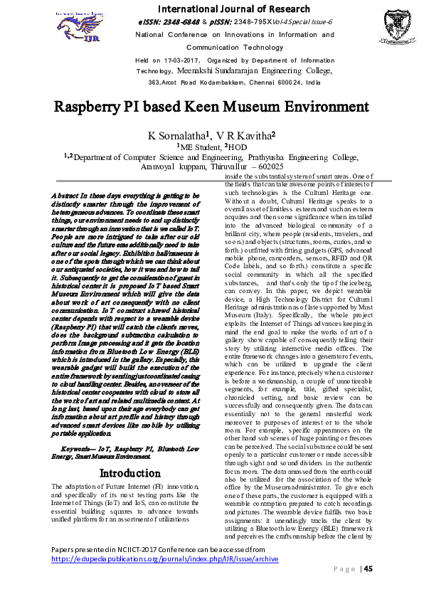 (PDF) Raspberry PI based Keen Museum Environment