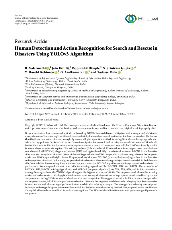 (PDF) Human Detection and Action Recognition for Search and Rescue in ...