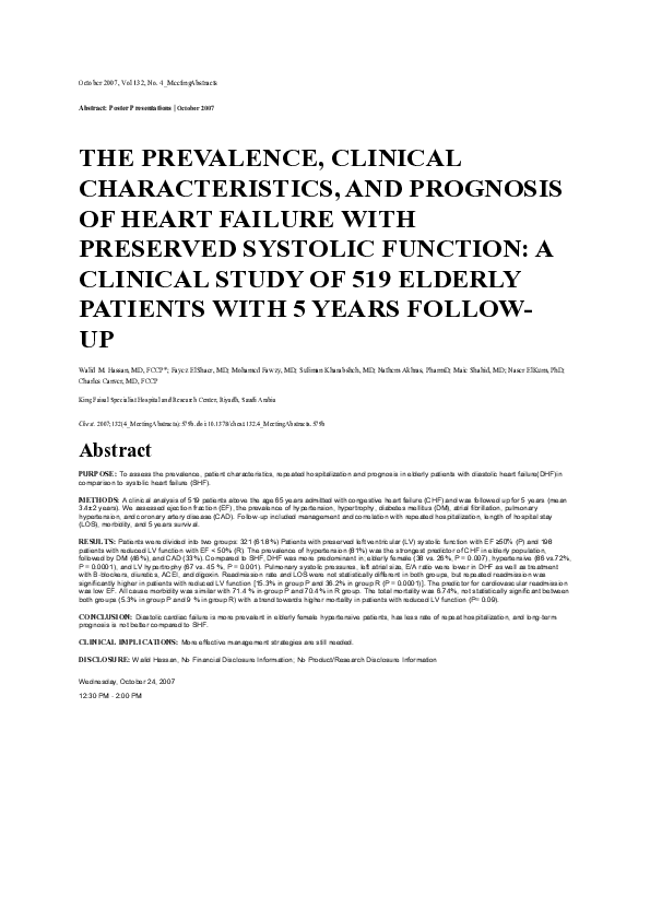 (PDF) The Prevalence, Clinical Characteristics, and Prognosis of Heart ...
