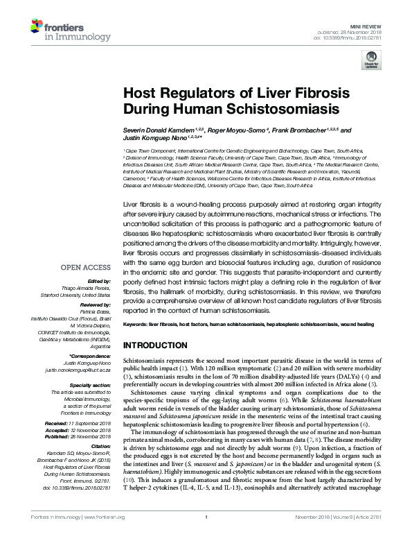 (PDF) Host Regulators of Liver Fibrosis During Human Schistosomiasis