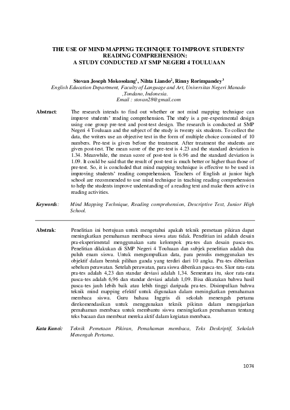 (PDF) The Use of Mind Mapping Technique to Improve Students’ Reading ...