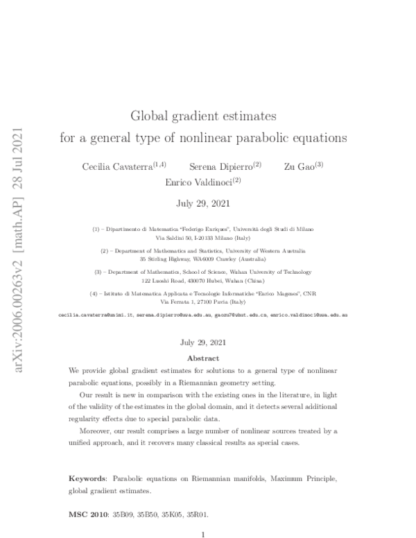 (PDF) Global Gradient Estimates for a General Type of Nonlinear ...