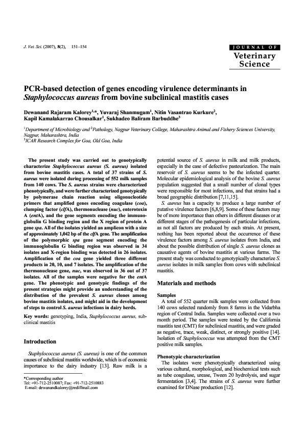 (PDF) PCR-based detection of genes encoding virulence determinants in ...