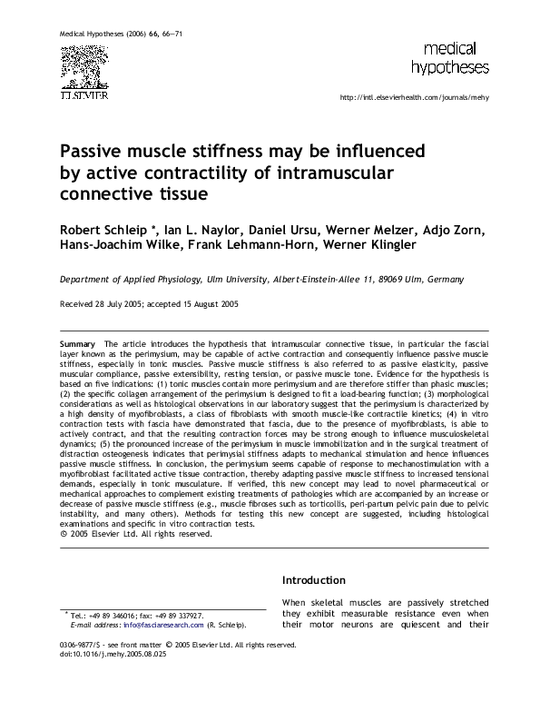 Passive muscle stiffness may be influenced by active contractility of intramuscular connective tissue