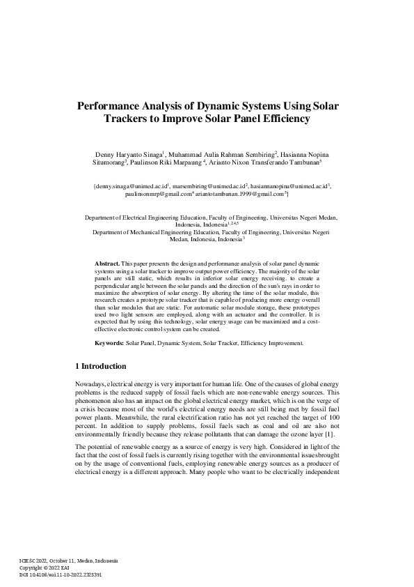 (PDF) Performance Analysis of Dynamic Systems Using Solar Trackers to ...
