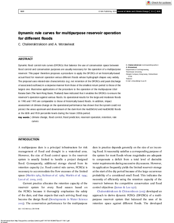 (PDF) Dynamic rule curves for multipurpose reservoir operation for ...