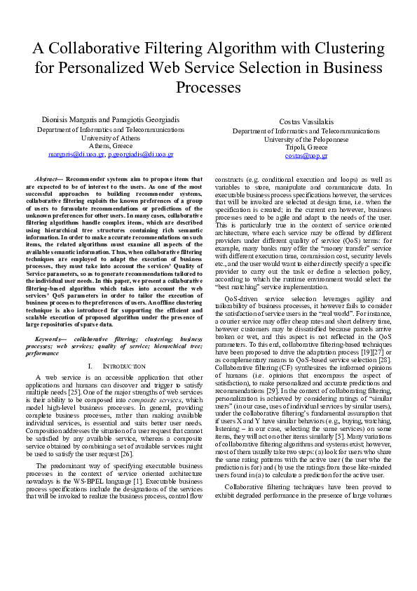 (PDF) A collaborative filtering algorithm with clustering for ...