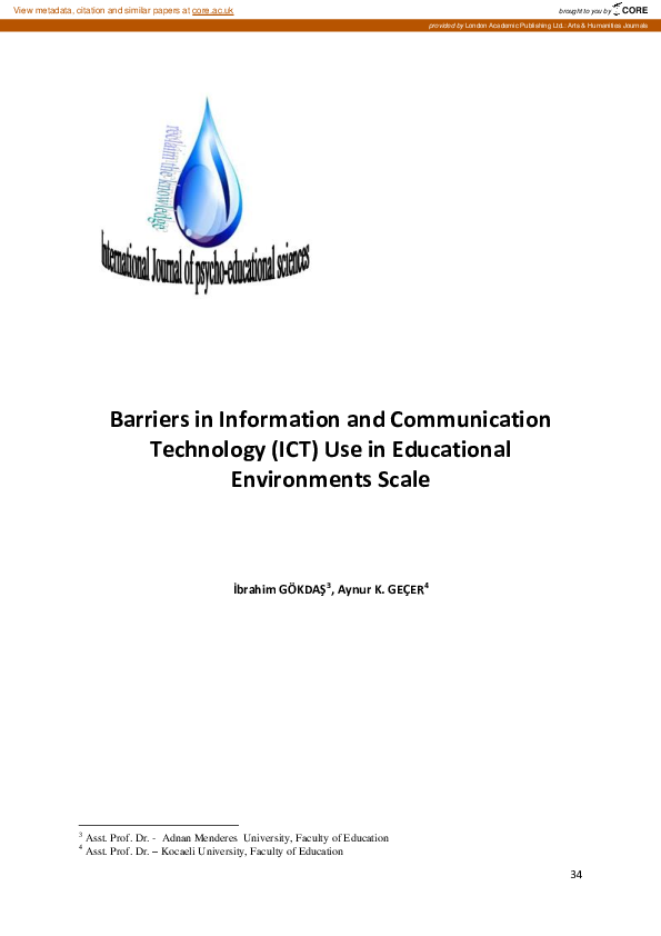 (PDF) Barriers in Information and Communication Technology (ICT) Use in ...