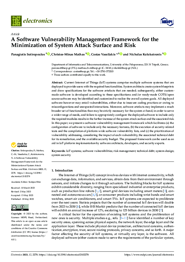 (PDF) A Software Vulnerability Management Framework for the ...