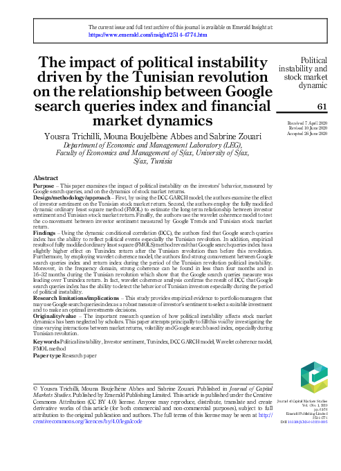 (PDF) The impact of political instability driven by the Tunisian ...