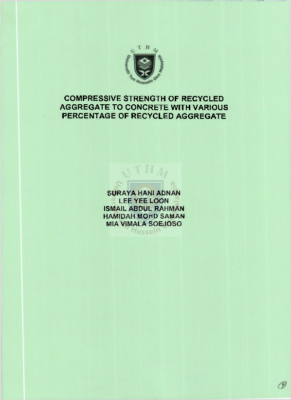 (PDF) Compressive strength of recycled aggregate to concrete with ...