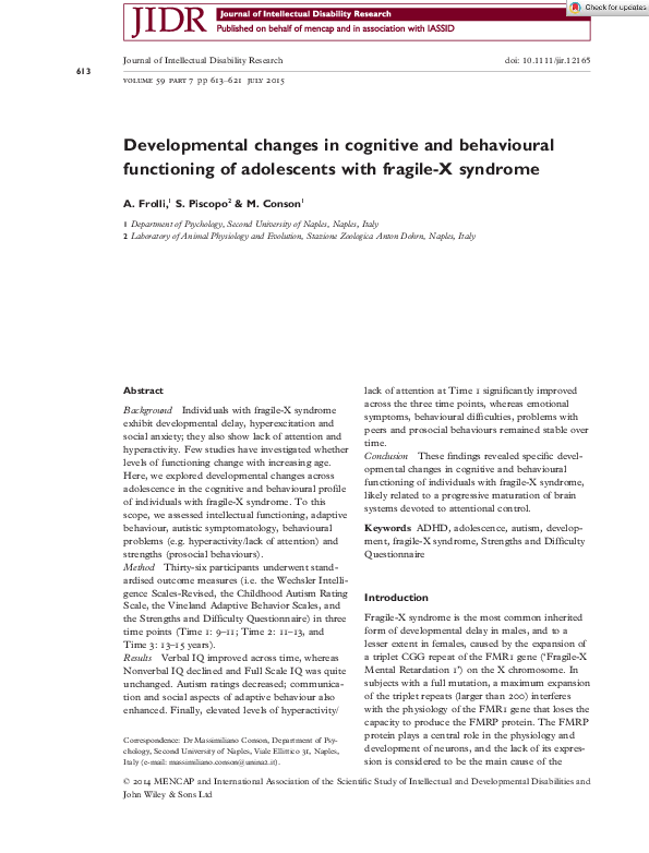 (PDF) Developmental changes in cognitive and behavioural functioning of ...