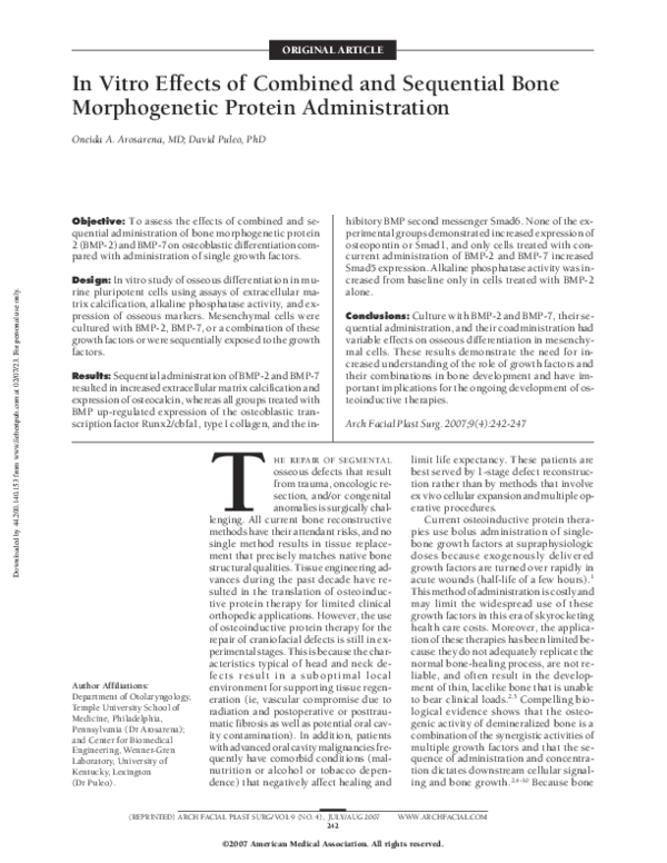 (PDF) In Vitro Effects of Combined and Sequential Bone Morphogenetic ...