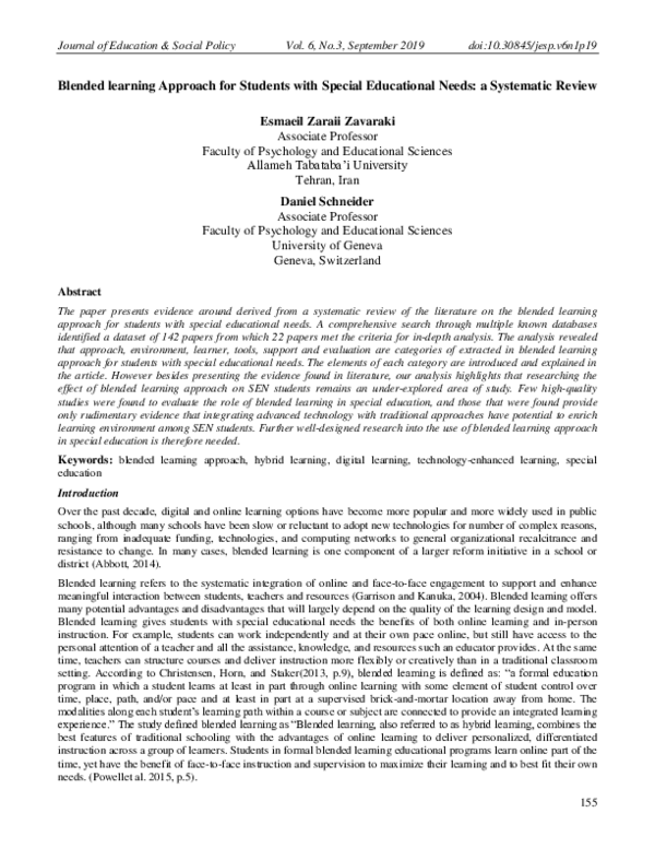 (PDF) Blended learning Approach for Students with Special Educational ...