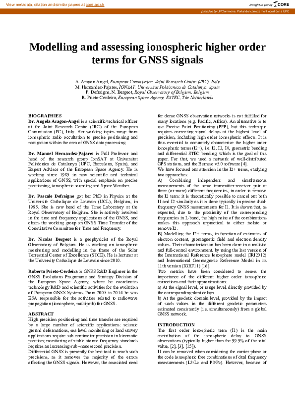 (PDF) Modelling and Assessing Ionospheric Higher Order Terms for GNSS ...