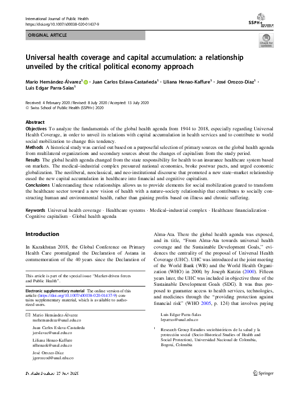 (PDF) Universal health coverage and capital accumulation: a ...