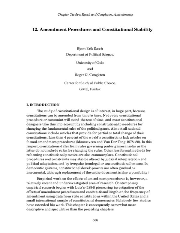 (PDF) Amendment Procedures and Constitutional Stability