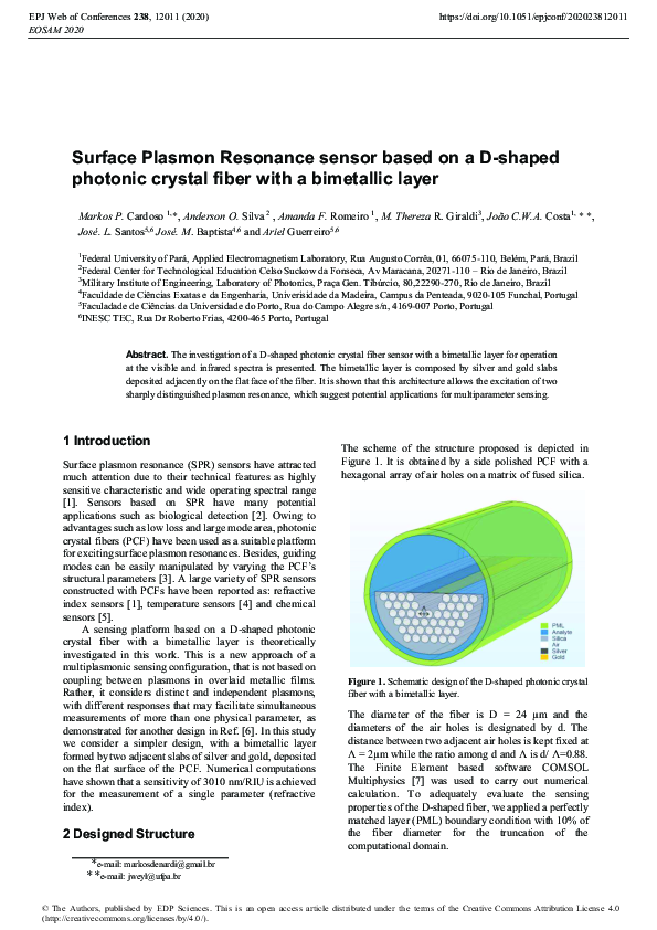 (PDF) Surface Plasmon Resonance sensor based on a D-shaped photonic ...