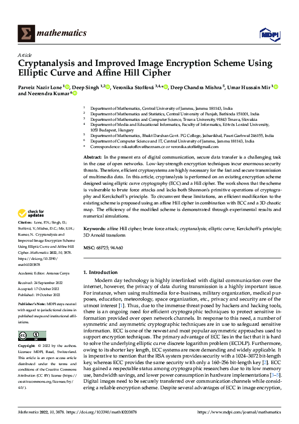 (PDF) Cryptanalysis and Improved Image Encryption Scheme Using Elliptic ...