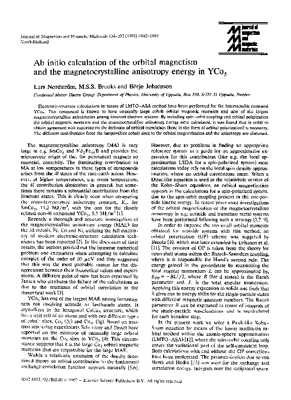 (PDF) Ab initio calculation of the orbital magnetism and the ...