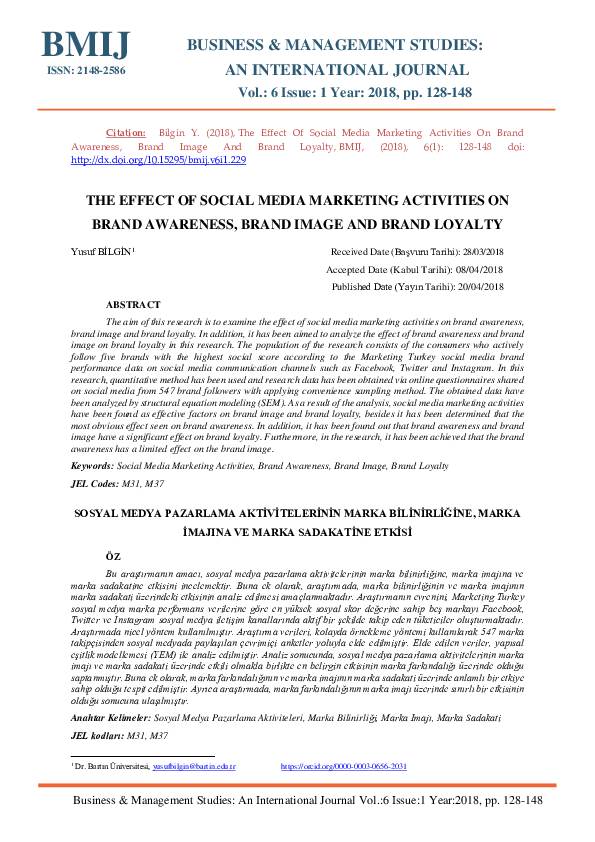 (PDF) The Effect of Social Media Marketing Activities on Brand ...