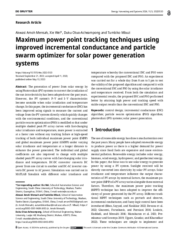 (PDF) Maximum power point tracking techniques using improved ...