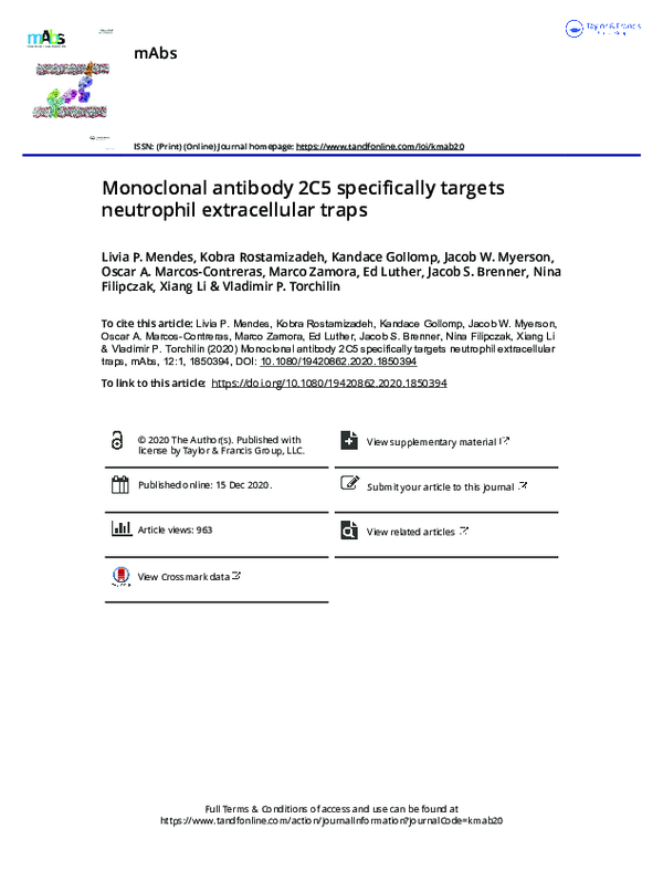 (PDF) Monoclonal antibody 2C5 specifically targets neutrophil ...
