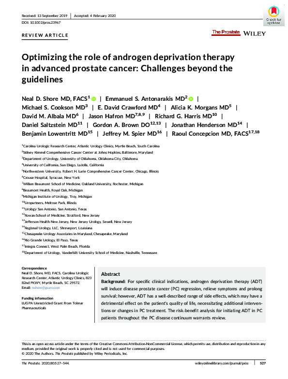 (PDF) Optimizing the role of androgen deprivation therapy in advanced ...