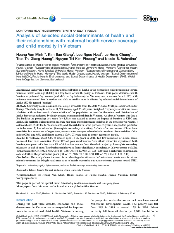 (PDF) Analysis of selected social determinants of health and their ...