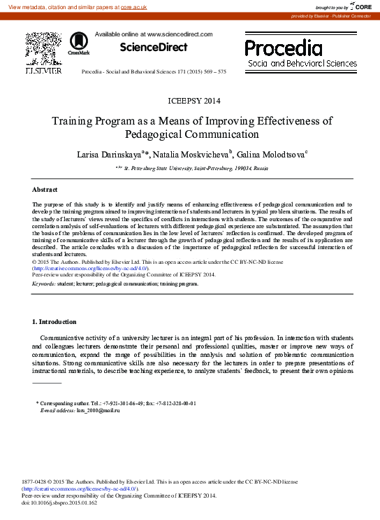 (PDF) Training Program as a Means of Improving Effectiveness of ...