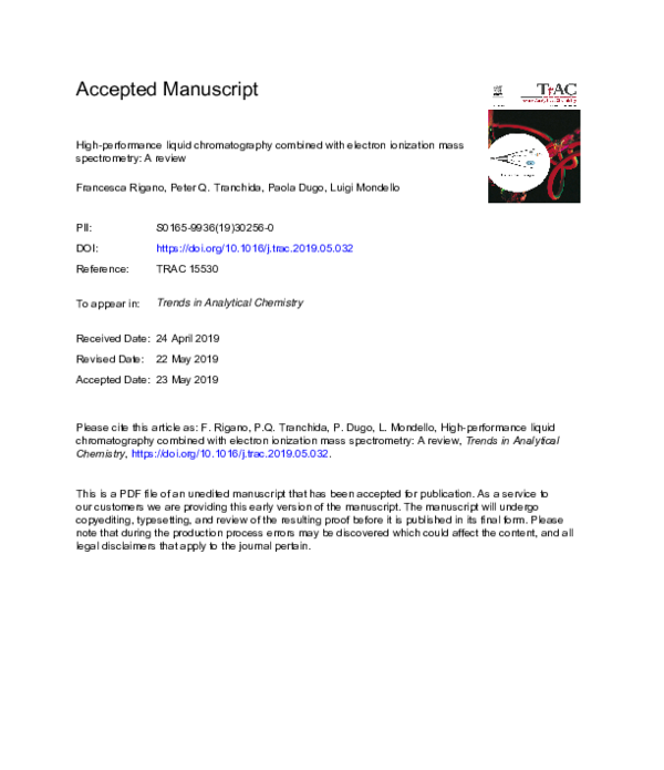 (PDF) High performance liquid chromatography combined with electrospray ...