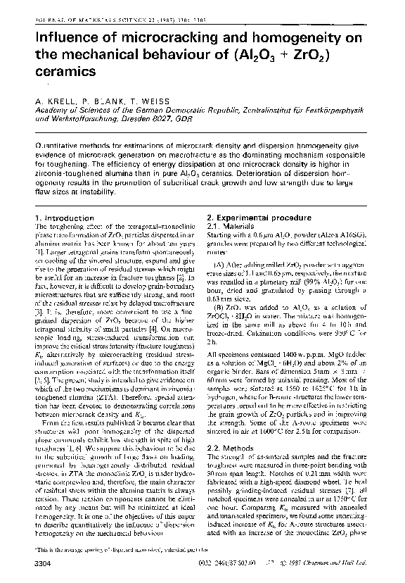 (PDF) Influence of microcracking and homogeneity on the mechanical ...