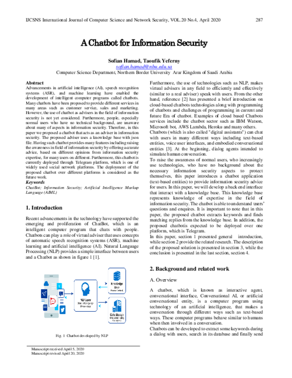 (PDF) A Chatbot for Information Security