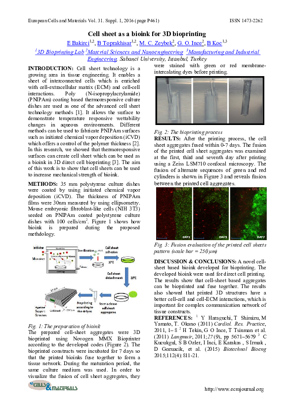 (PDF) Cell sheet as a bioink for 3D bioprinting