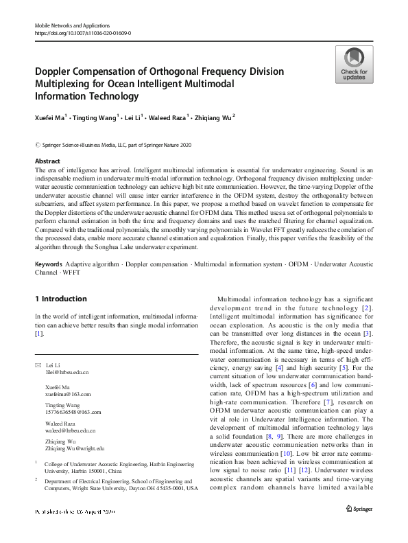 (PDF) Doppler Compensation of Orthogonal Frequency Division ...