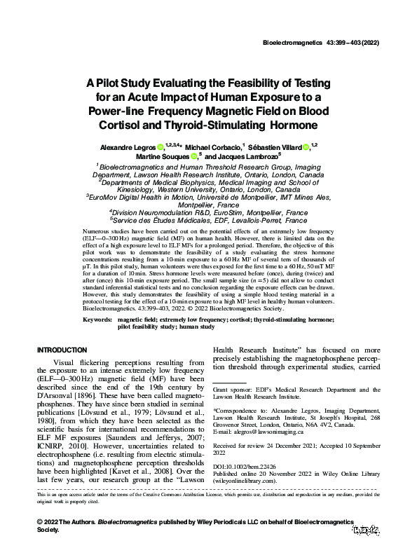 (PDF) A Pilot Study Evaluating the Feasibility of Testing for an Acute ...