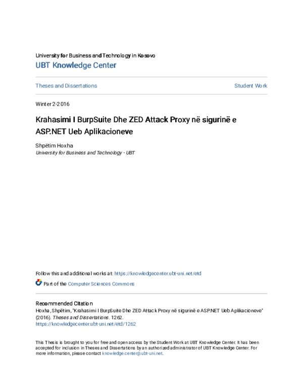 (PDF) Krahasimi I BurpSuite Dhe ZED Attack Proxy në sigurinë e ASP.NET ...