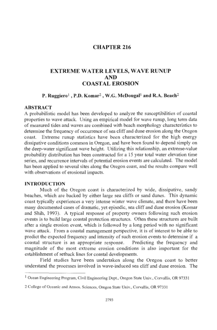 (PDF) Extreme Water Levels, Wave Runup and Coastal Erosion
