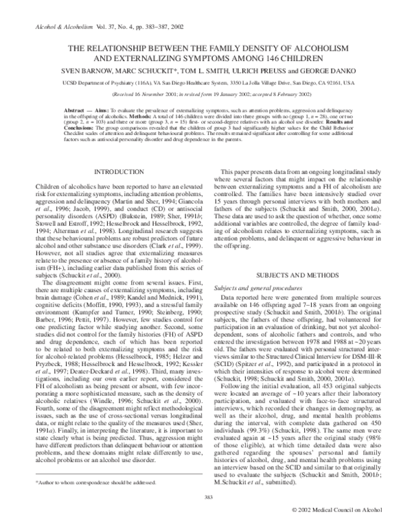 (PDF) The Relationship Between the Family Density of Alcoholism and ...