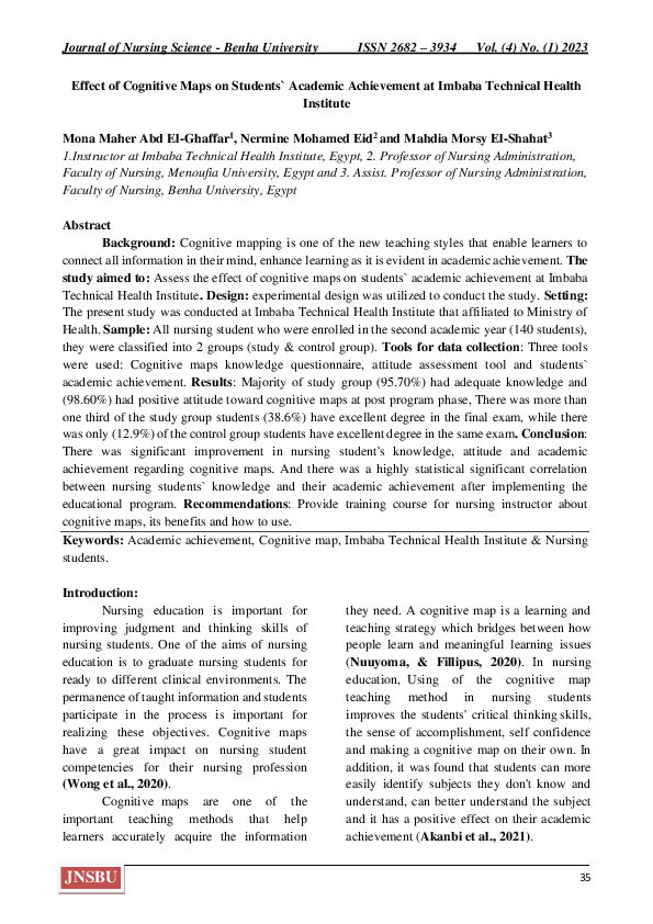 (PDF) Effect of Cognitive Maps on Students` Academic Achievement at ...