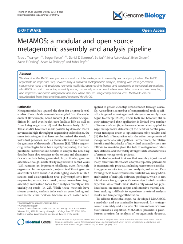 (PDF) MetAMOS: a modular and open source metagenomic assembly and ...
