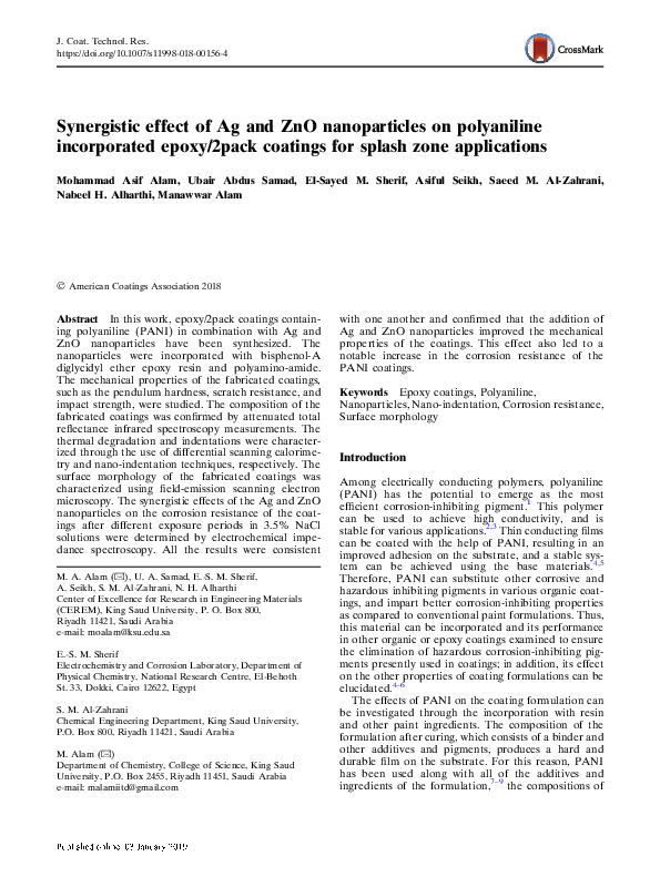 (PDF) Synergistic effect of Ag and ZnO nanoparticles on polyaniline ...