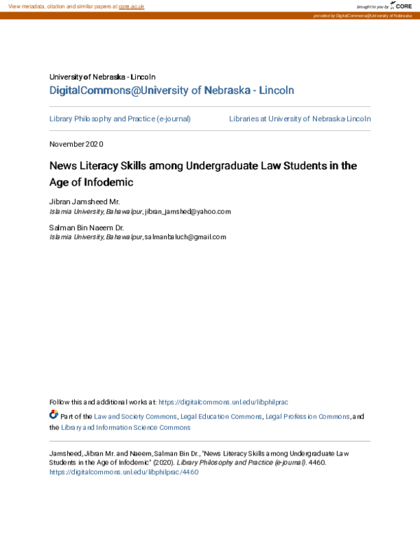 (PDF) News Literacy Skills among Undergraduate Law Students in the Age ...
