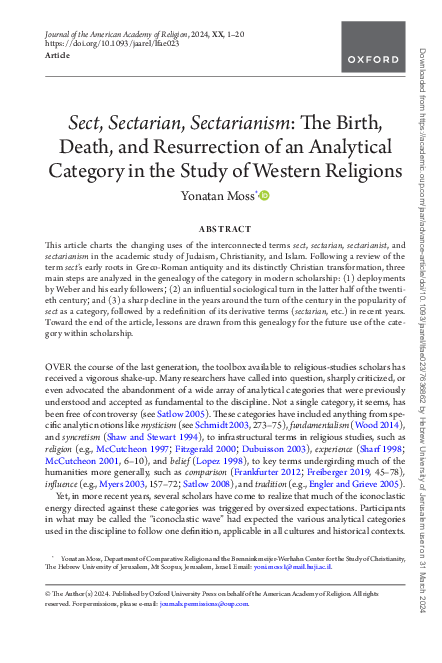 (PDF) Sect, Sectarian, Sectarianism: The Birth, Death, and Resurrection ...