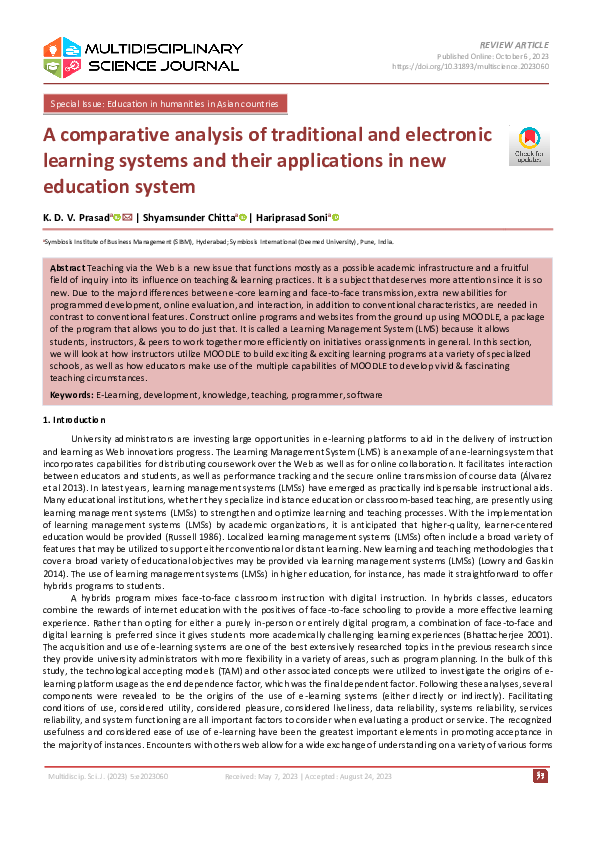 (PDF) A comparative analysis of traditional and electronic learning ...