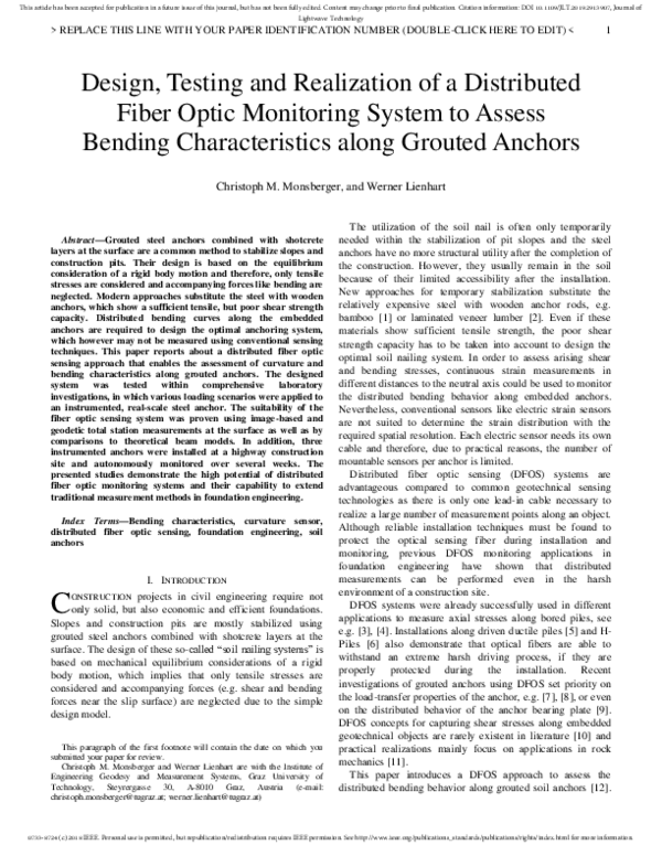 (PDF) Design, Testing, and Realization of a Distributed Fiber Optic ...